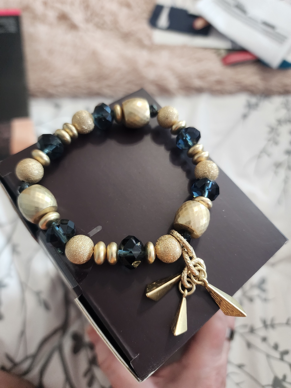 Lia Sophia Pompeii Gold and Dark Blue Beaded Bracelet